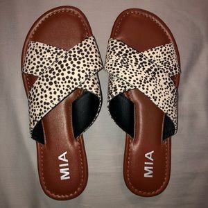 MIA Sandals - Black&White Animal Print Slides